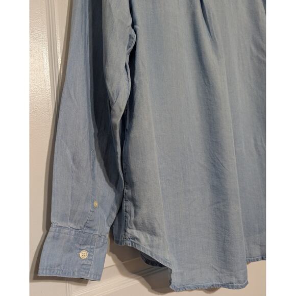 On 34th Women's Chambray Shirt Plus Size 0X Long Sleeve Casual Button Blue Top - Picture 8 of 16